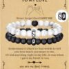 Tiger Eye Bracelet For Men 8MM Natural Stone Stretch Adjustable Black Crystal Beaded Bracelet for Men Women Gifts