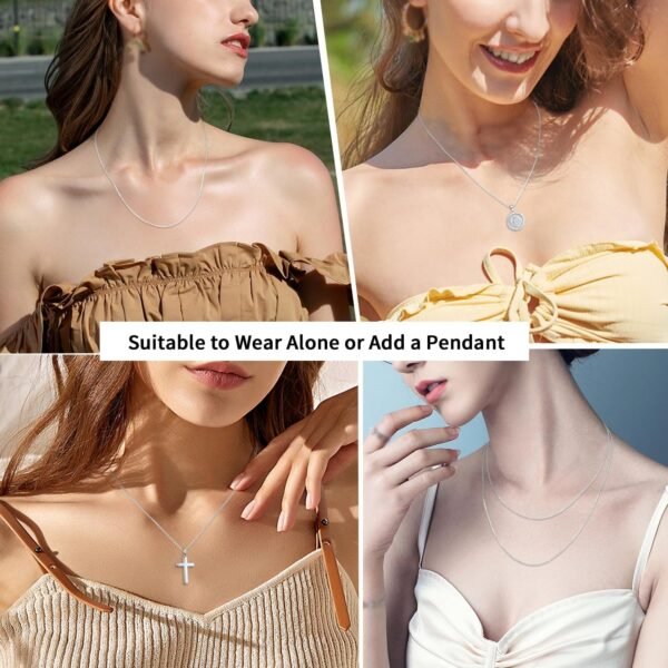 Jewlpire 925 Sterling Silver Chain Necklace Chain for Women 1.1mm Cable Chains Necklace Upgraded Spring-Ring Clasp - Thin & Sturdy Women's Chains Necklaces 14 16 18 20 22 24 Inch