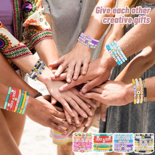 32 Pcs Preppy Jewelry Bracelets for Women Clay Bead Colorful Surfer Heishi Bracelet Set Stackable Beaded Friendship Stretch Bracelets Boho Y2K Summer Beach Elastic Layering Bracelets