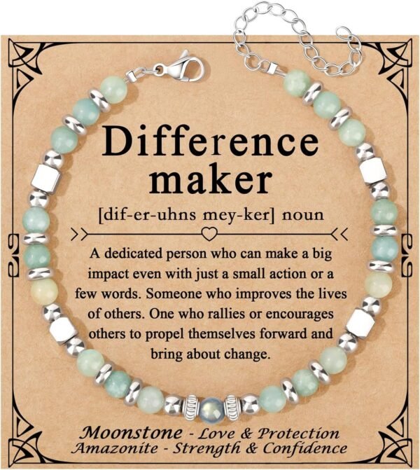 Amazonite Colorful Imperial Jasper Stainless Steel Beads Bracelets, Graduation Mothers Day Christmas Birthday Gifts for Her Women