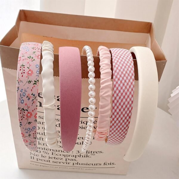 81lZug962rL._SL1500.jpg Headbands for Women Girls, 7pc Set - Non Slip Floral Padded Headbands Cute Pearl Headband for Girls Vintage Wide Headband