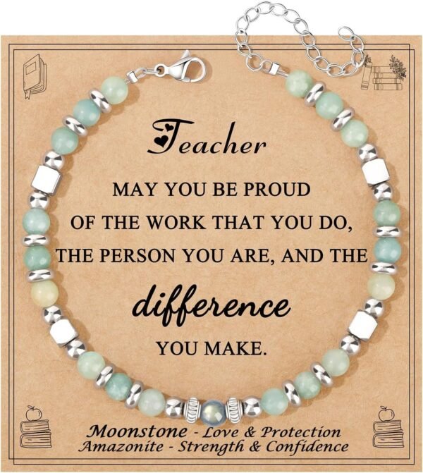 Amazonite Colorful Imperial Jasper Stainless Steel Beads Bracelets, Graduation Mothers Day Christmas Birthday Gifts for Her Women