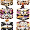 32 Pcs Preppy Jewelry Bracelets for Women Clay Bead Colorful Surfer Heishi Bracelet Set Stackable Beaded Friendship Stretch Bracelets Boho Y2K Summer Beach Elastic Layering Bracelets