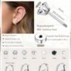 Hypoallergenic Stud Hoop Earrings for Women Small Flat Back Surgical Stainless Steel Earrings for Sensitive Ears Trendy Silver Hoops Cartilage Earring Stacks Set Multiple Piercing Jewelry Gifts