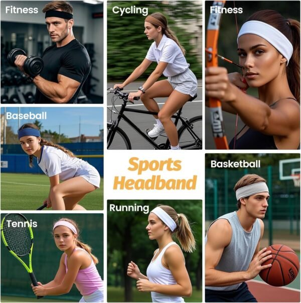Headbands for Women - 6 Pack Wide Elastic Hair Bands | Stretchy Sweatbands Hair Bands | Soft Sports Thin Head Bands | Non-Slip Accessories Bands for Fashion, Washing Face, Workouts, Yoga, Daily Use