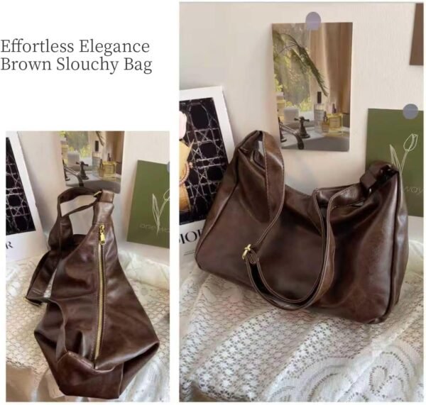 Hobo Bags for Women, Ultra Soft Foldable Vegan Leather Shoulder Handbag, Stylish Slouchy Tote Purses