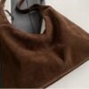 Trendy Suede Crescent Shoulder Bag Women Tote Bag Satchels Crossbody Purse Top-handle Travel College Work Tote Handbag