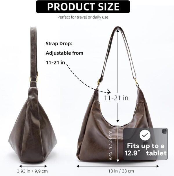 Hobo Bags for Women, Ultra Soft Foldable Vegan Leather Shoulder Handbag, Stylish Slouchy Tote Purses