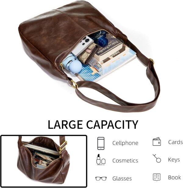 Hobo Bags for Women, Ultra Soft Foldable Vegan Leather Shoulder Handbag, Stylish Slouchy Tote Purses