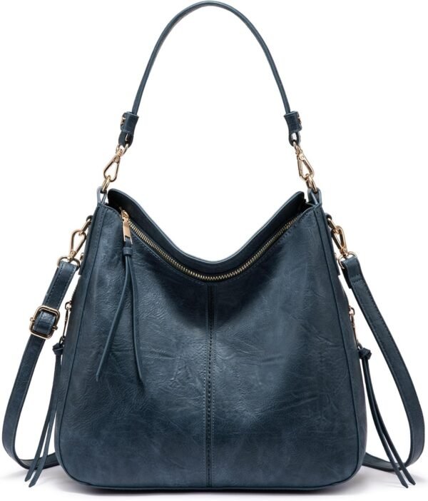 Hobo Crossbody Bags for Women Designer Faux Leather Hobo Handbags Retro Large Size Shoulder Bag Bucket Purse