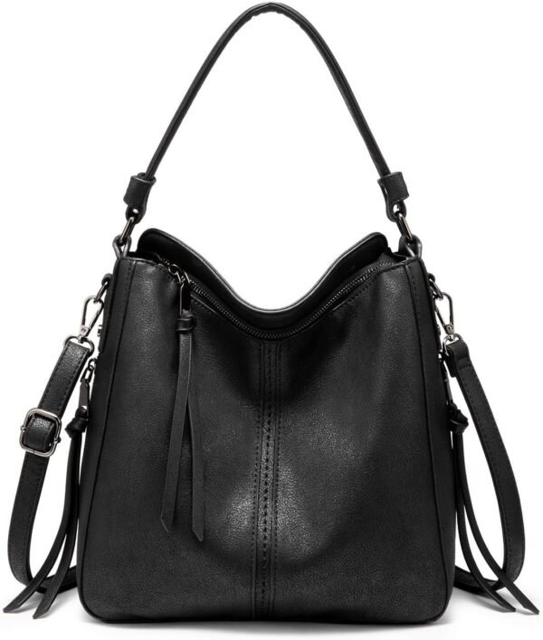 Hobo Crossbody Bags for Women Designer Faux Leather Hobo Handbags Retro Large Size Shoulder Bag Bucket Purse