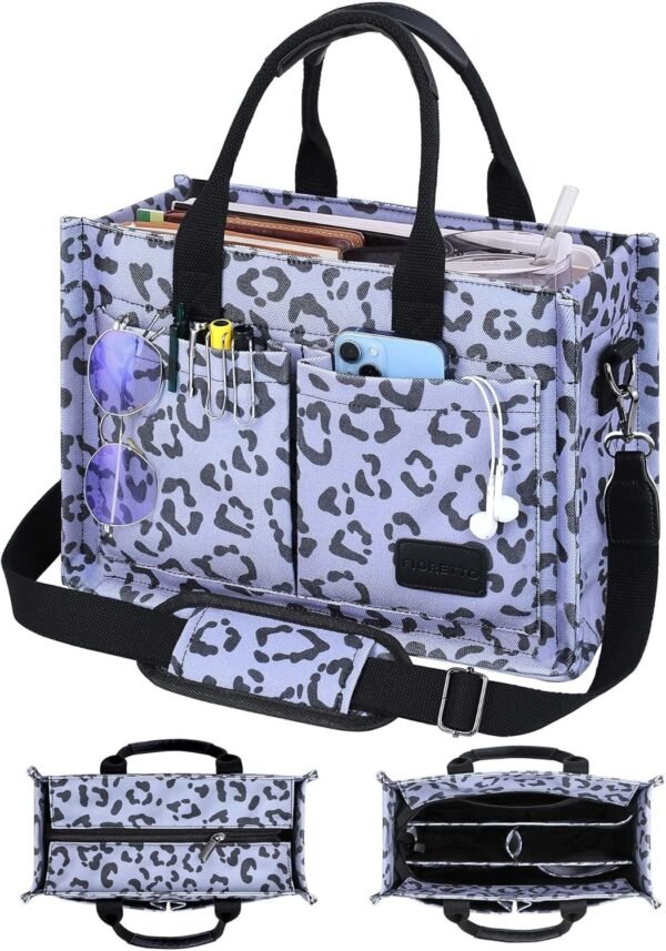 8115UBMkMSL._AC_SL1500.jpg Canvas Tote Bag for Women with Zipper Closure & Individual Compartments for Work College for Teacher & Nurse