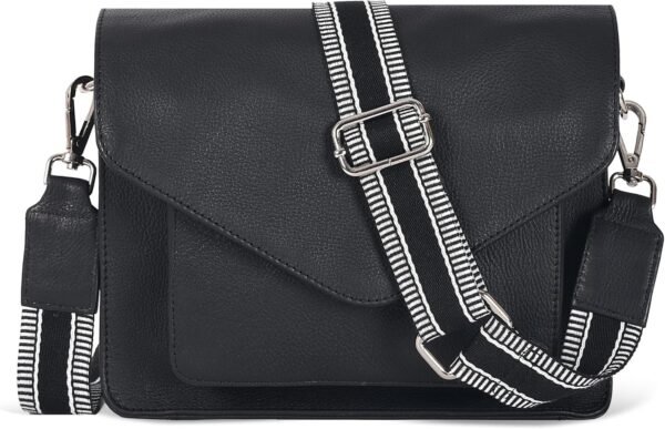 811NX26PibL._AC_SL1500.jpg Leather Flapover Crossbody Handbag Purse for Women with Adjustable Strap & Overflap Snap Closure Tote/Bag