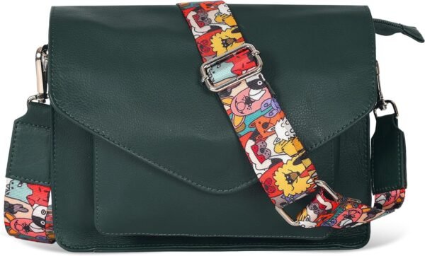 81FvAI6KE5L._AC_SL1500.jpg Leather Flapover Crossbody Handbag Purse for Women with Adjustable Strap & Overflap Snap Closure Tote/Bag