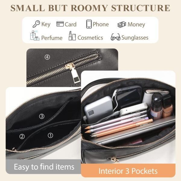 81TcrlDHfqL._AC_SL1500.jpg Shoulder Bags for Women, Retro Vegan Leather Classic Tote HandBags Purse with Zipper Closure