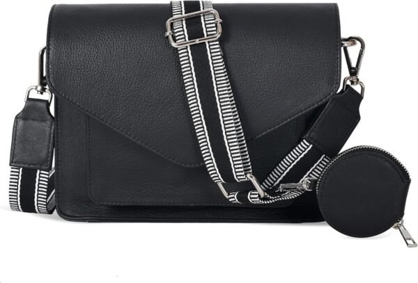 81w9Dbpt06L._AC_SL1500.jpg Leather Flapover Crossbody Handbag Purse for Women with Adjustable Strap & Overflap Snap Closure Tote/Bag