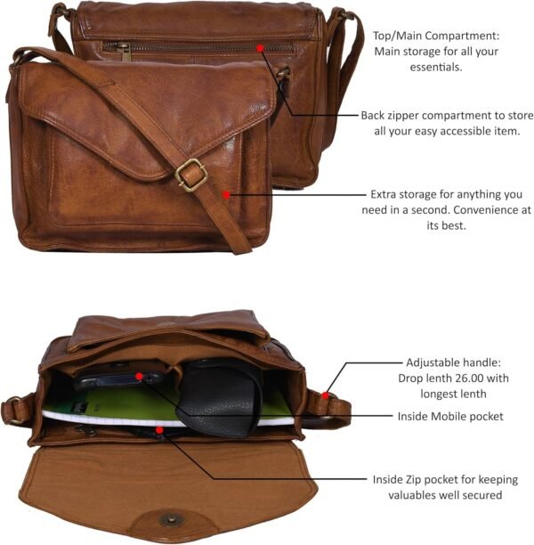 81y-dUe5v9L._AC_SL1500.jpg Leather Flapover Crossbody Handbag Purse for Women with Adjustable Strap & Overflap Snap Closure Tote/Bag